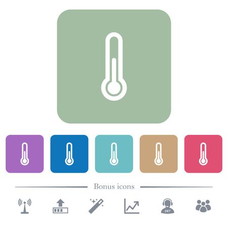 Thermometer white flat icons on color rounded square backgrounds. 6 bonus icons includedのイラスト素材