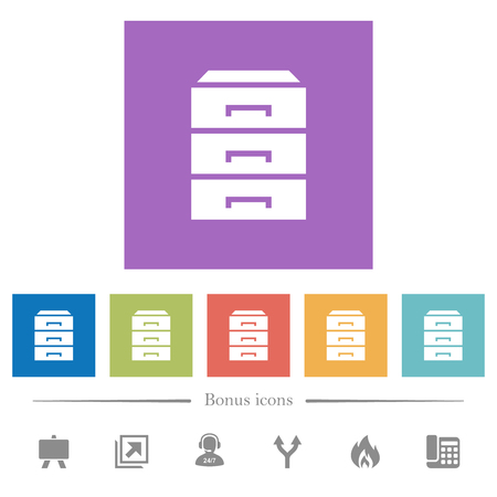 Categorize flat white icons in square backgrounds. 6 bonus icons included.のイラスト素材