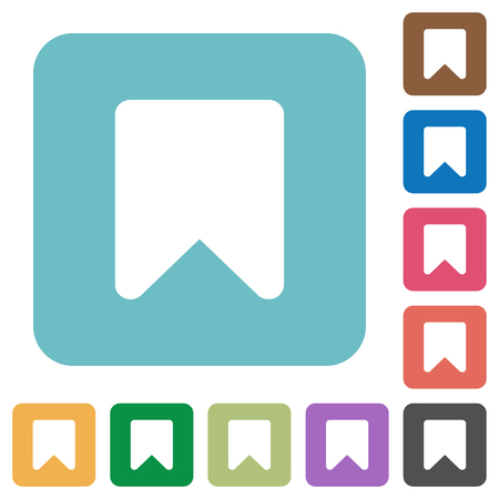 Bookmark white flat icons on color rounded square backgroundsのイラスト素材