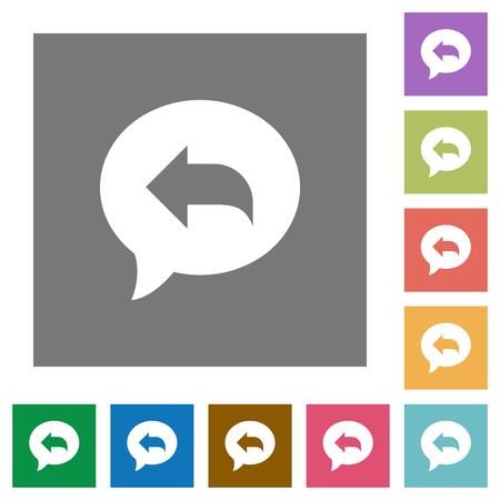 Reply message flat icons on simple color square backgroundsのイラスト素材