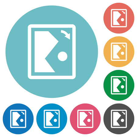 Rotate image right flat white icons on round color backgroundsのイラスト素材