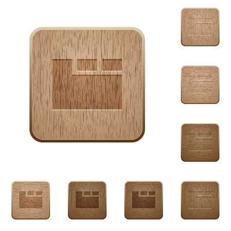 Horizontal tabbed layout active on rounded square carved wooden button stylesのイラスト素材