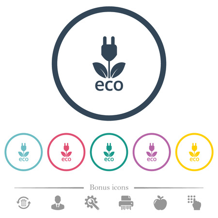 Eco energy flat color icons in round outlines. 6 bonus icons included.のイラスト素材