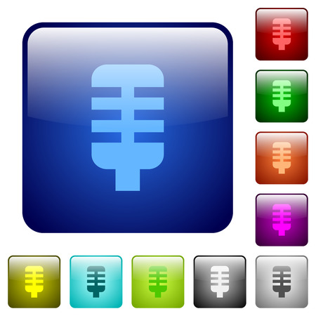 Microphone icons in rounded square color glossy button setのイラスト素材