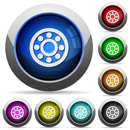 Bearings icons in round glossy buttons with steel framesのイラスト素材