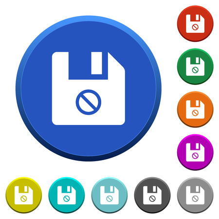 Disabled file round color beveled buttons with smooth surfaces and flat white iconsのイラスト素材