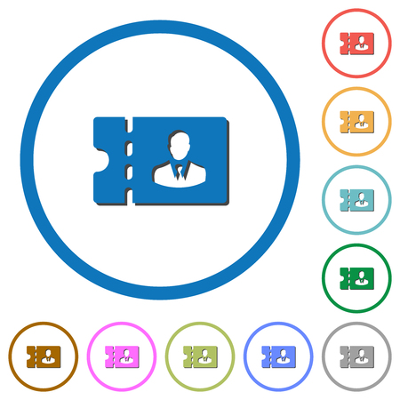 Suits shop discount coupon flat color vector icons with shadows in round outlines on white backgroundのイラスト素材