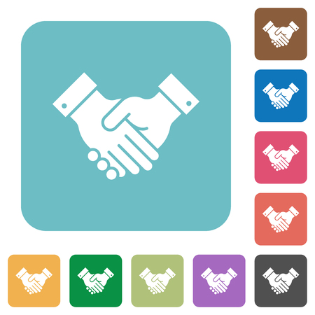 Partnership white flat icons on color rounded square backgroundsのイラスト素材