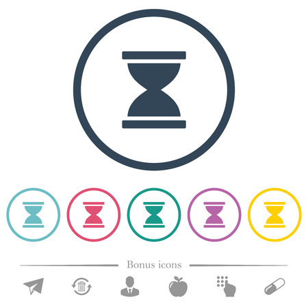 Hourglass flat color icons in round outlines. 6 bonus icons included.のイラスト素材