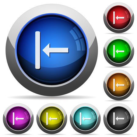 Align to left icons in round glossy buttons with steel framesのイラスト素材
