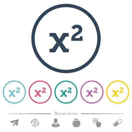 Math exponentiation flat color icons in round outlines. 6 bonus icons included.のイラスト素材