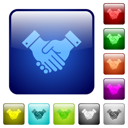 Partnership icons in rounded square color glossy button setのイラスト素材