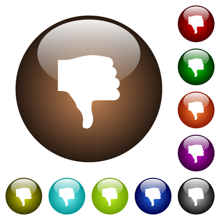 Thumbs down white icons on round color glass buttonsのイラスト素材