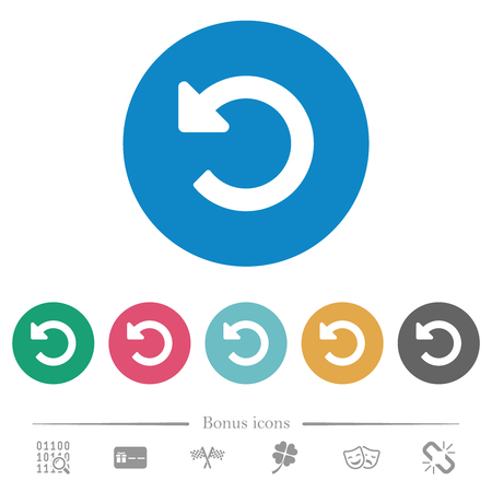 Undo changes flat white icons on round color backgrounds. 6 bonus icons included.のイラスト素材