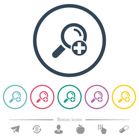 Add new search term flat color icons in round outlines. 6 bonus icons included.のイラスト素材