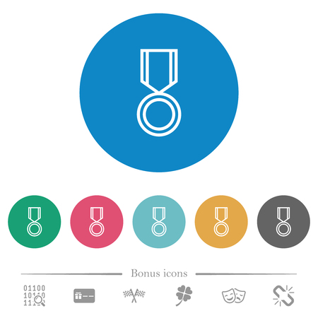 Medal flat white icons on round color backgrounds. 6 bonus icons included.のイラスト素材