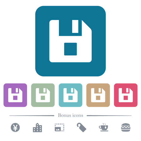 File stop white flat icons on color rounded square backgrounds. 6 bonus icons includedのイラスト素材
