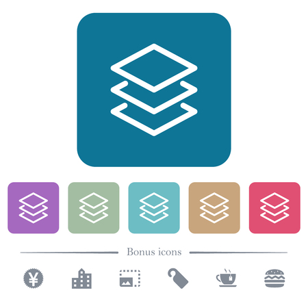 Layers white flat icons on color rounded square backgrounds. 6 bonus icons includedのイラスト素材
