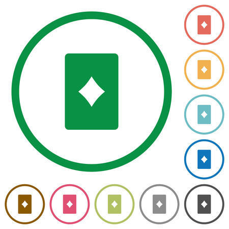 Diamond card symbol flat color icons in round outlines on white backgroundのイラスト素材