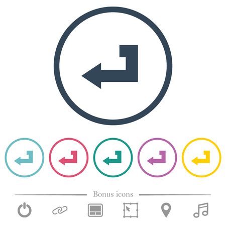 Return key flat color icons in round outlines. 6 bonus icons included.のイラスト素材