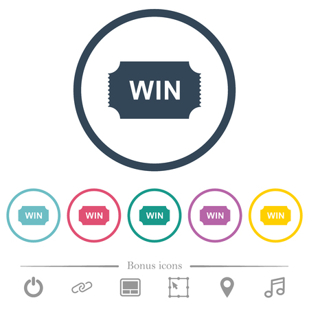 Winner ticket flat color icons in round outlines. 6 bonus icons included.のイラスト素材