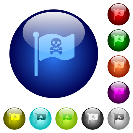 Pirate flag icons on round color glass buttonsのイラスト素材