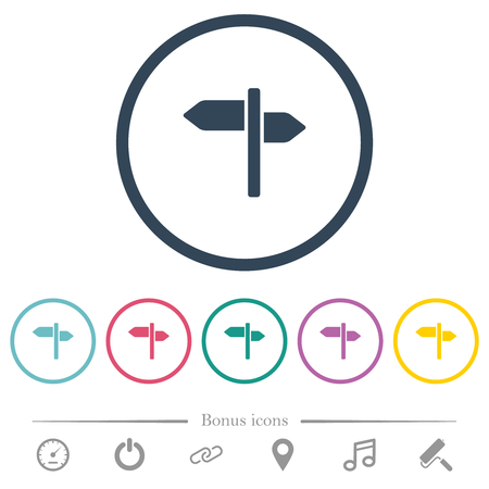 Signpost flat color icons in round outlines. 6 bonus icons included.のイラスト素材