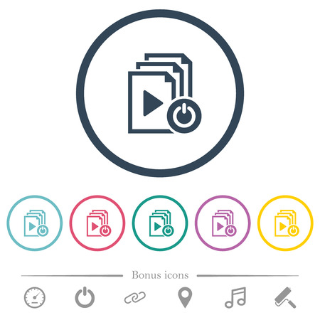 Exit from playlist flat color icons in round outlines. 6 bonus icons included.のイラスト素材
