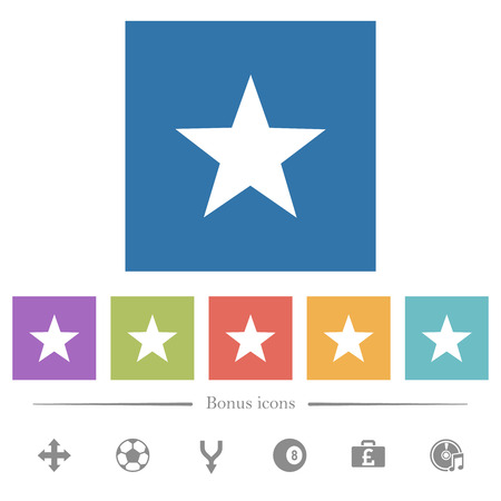 Favorite flat white icons in square backgrounds. 6 bonus icons included.のイラスト素材