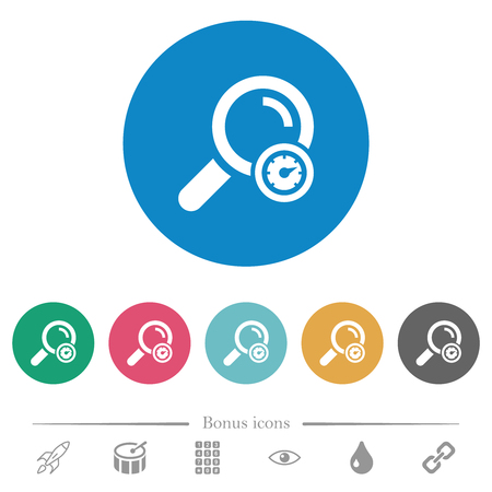 Search engine optimization flat white icons on round color backgrounds. 6 bonus icons included.のイラスト素材
