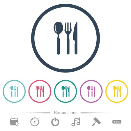 Restaurant flat color icons in round outlines. 6 bonus icons included.のイラスト素材