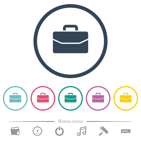 Satchel flat color icons in round outlines. 6 bonus icons included.のイラスト素材