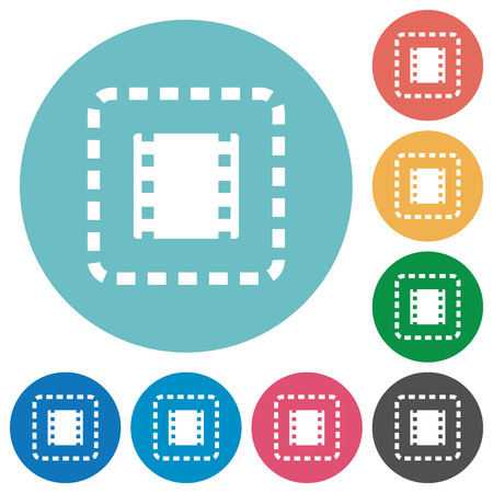 Place movie flat white icons on round color backgroundsのイラスト素材