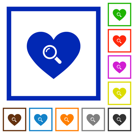 Dating flat color icons in square frames on white backgroundのイラスト素材