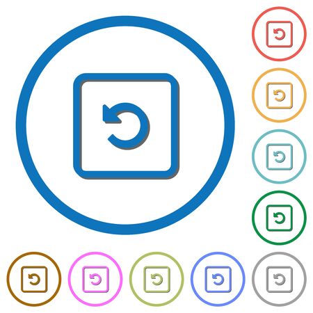 Rotate object left flat color vector icons with shadows in round outlines on white backgroundのイラスト素材