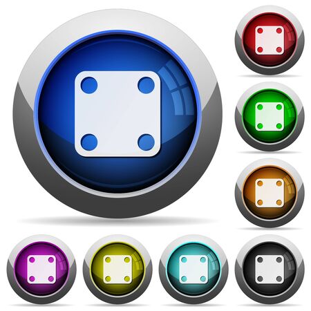 Domino four icons in round glossy buttons with steel framesのイラスト素材