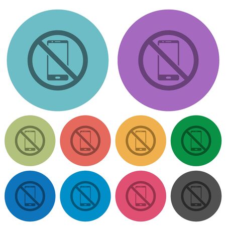 No smartphone darker flat icons on color round backgroundのイラスト素材