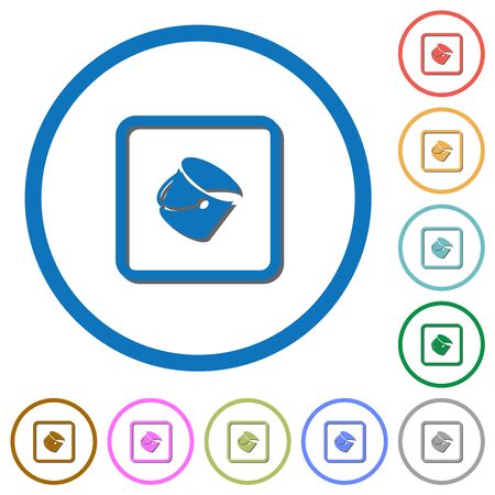 Fill object flat color vector icons with shadows in round outlines on white backgroundのイラスト素材