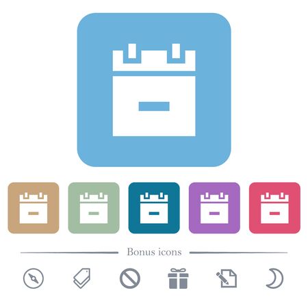 Remove schedule item white flat icons on color rounded square backgrounds. 6 bonus icons includedのイラスト素材
