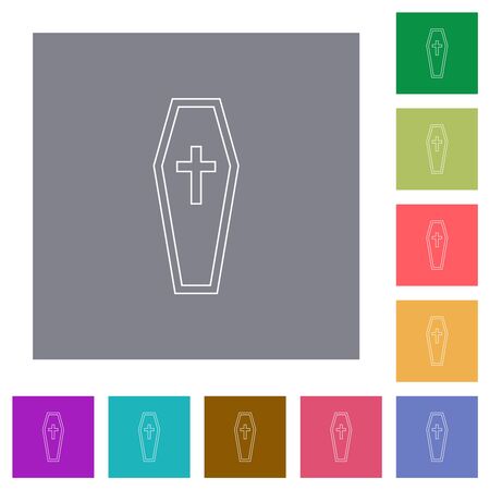 Coffin flat icons on simple color square backgroundsのイラスト素材