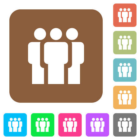 Team flat icons on rounded square vivid color backgrounds.のイラスト素材