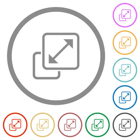 Resize element flat color icons in round outlines on white backgroundの ...