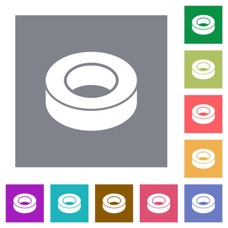 Insulating tape flat icons on simple color square backgroundsのイラスト素材