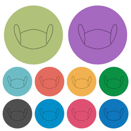 Medical face mask outline darker flat icons on color round backgroundのイラスト素材