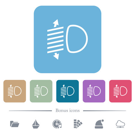 Headlight level adjustment outline white flat icons on color rounded square backgrounds. 6 bonus icons includedのイラスト素材