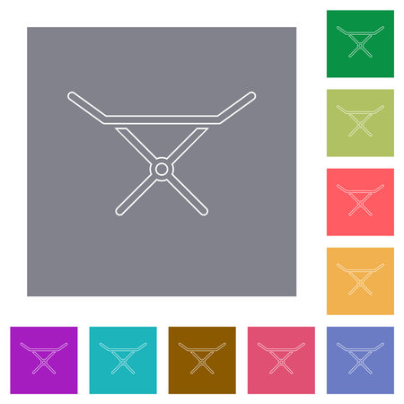 Collapsible clothes dryer rack outline flat icons on simple color square backgroundsのイラスト素材