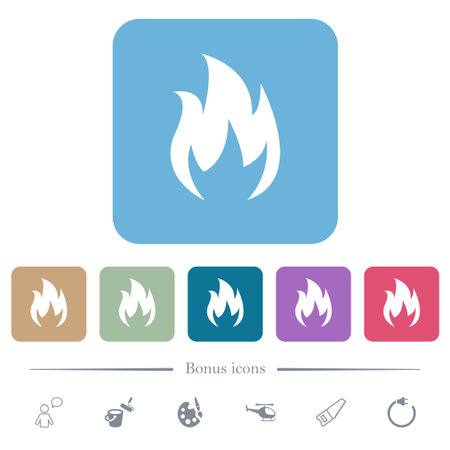 Fire white flat icons on color rounded square backgrounds. 6 bonus icons includedのイラスト素材