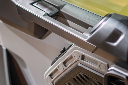 Handle for the opening of the car door, view from the interior of the cabin