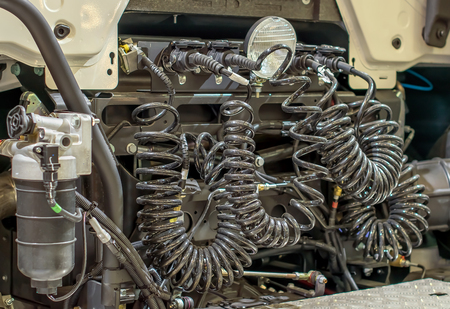 Factory equipment and machines and many wiresの写真素材