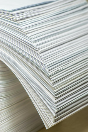 bundles bales of paper documents. stacks packs pile on the desk in the officeの写真素材